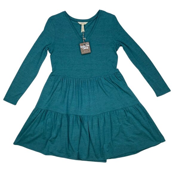 Matilda Jane Wonderment Best of The Best Dress S Teal Long Sleeve Tiered Mini - Picture 11 of 12
